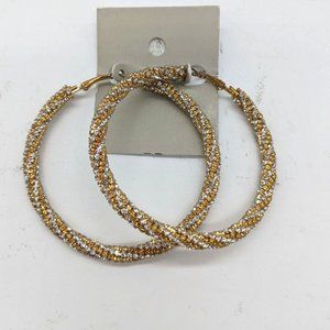 NWT Nordstrom Crystal Hoop Earrings One Size Gold